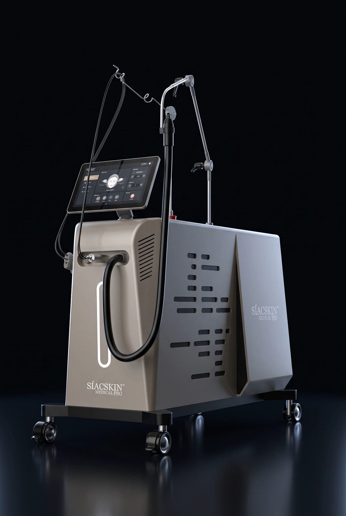 SIACSKIN Medical – alexdual ufo dual wave alexandrit laser alle haartypen – Studioaufnahme mit dunklem Hintergrund